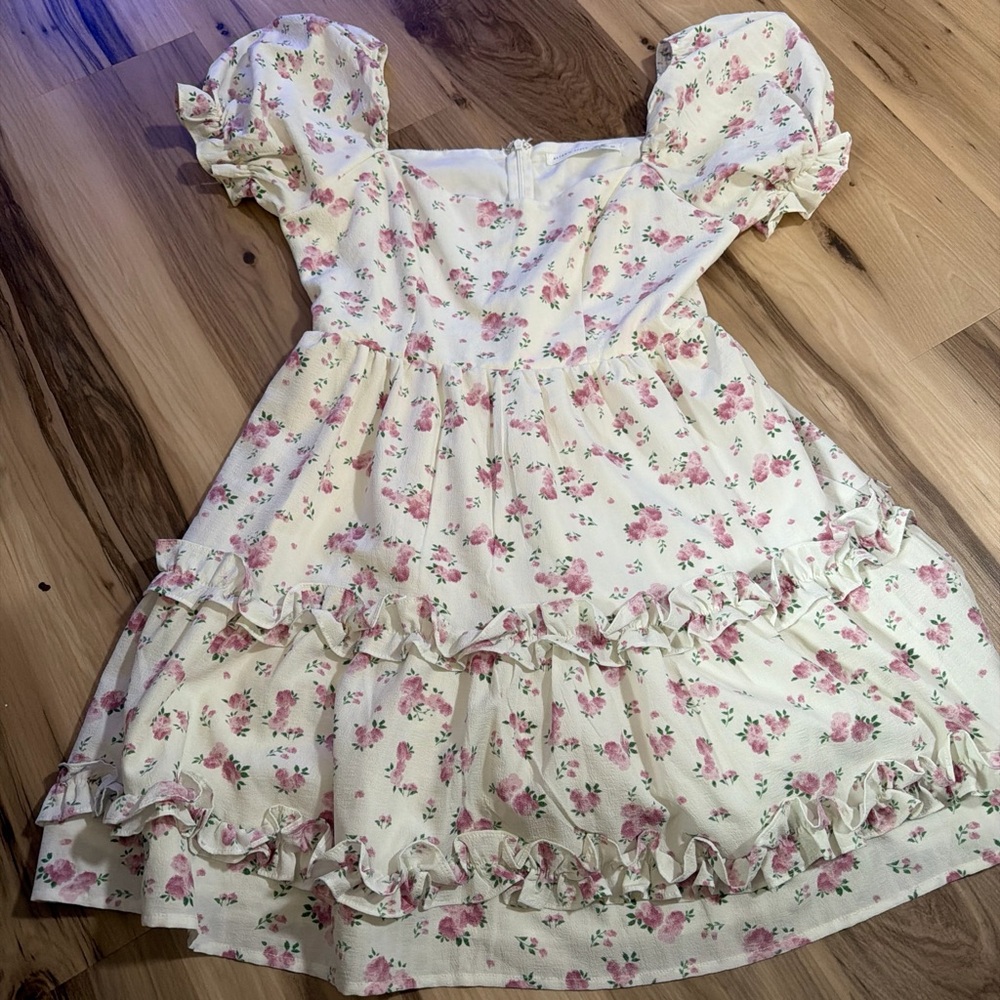 Altar'd State Pink Floral Ruffle Dress